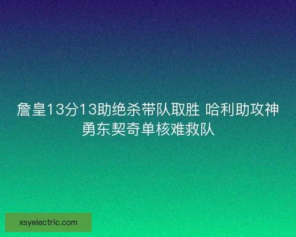 詹皇13分13助绝杀带队取胜 哈利助攻神勇东契奇单核难救队
