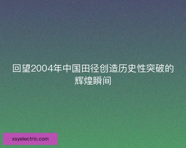 回望2004年中国田径创造历史性突破的辉煌瞬间